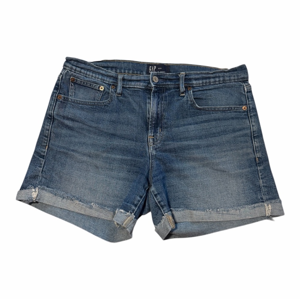 GAP Women's Medium Blue Denim Rolled-Hem Shorts - size 12 - 5” inseam